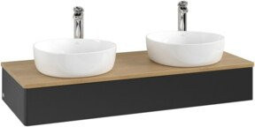V&B Waschtischunterschrank Antao ohne Frontstruktur, Blau, Eiche Honig, B/T/H: 120 x 50 x 19 cm - Bild 1