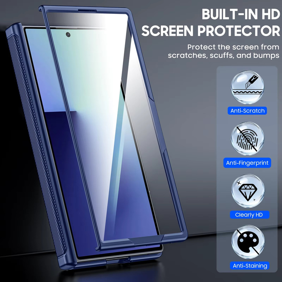 BANGZAO Schutzhülle für Galaxy Z Fold 7 mit integriertem Ständer und Displayschutz, Blau - Bild 5