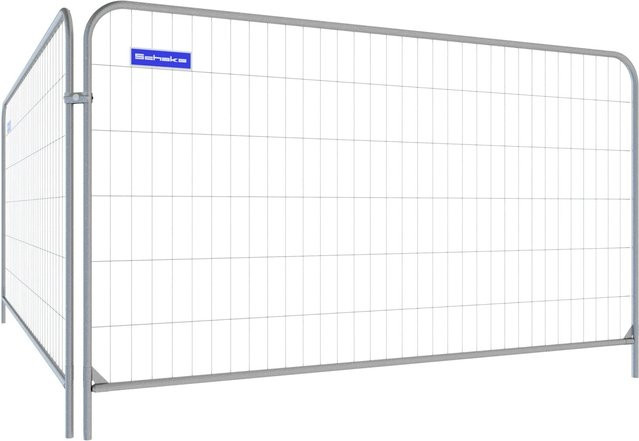 Schake Mobilzaun Economy Site Fence aus feuerverzinktem Stahl, Farbe: Silber, B: 350 cm, H: 200 cm - Bild 1