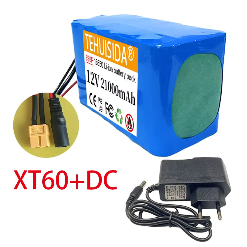 TEHUISIDA 12V 21000mAh 18650 Lithium-Ionen-Akku mit Smart-BMS und DC 12,6V 1A Ladegerät in Blau - Bild 3
