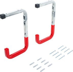 BGS Do it yourself Wand- und Deckenhaken-Satz 2-teilig aus Stahl in Chrom und Rot - Bild 1