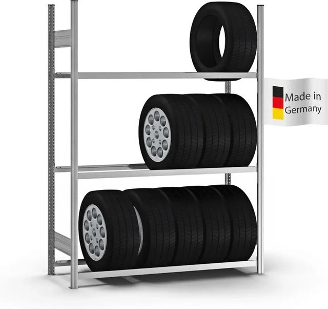 PROREGAL Reifenregal Stecksystem T-Profil in Silber, verzinkt, H x B x T: 200 x 150 x 40 cm, 3 Ebenen, Fachlast 150 kg - Bild 1