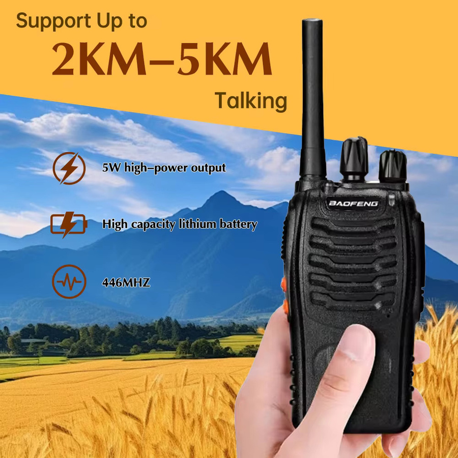 Baofeng BF-88E Tragbares Kabelloses Handfunkgerät mit Großer Reichweite 446MHz 16CH UHF Amateurfunk Zweiwege-Radio in Schwarz - Bild 2