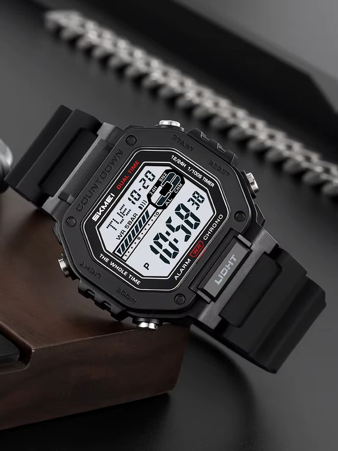 SKMEI Digitaluhr, Chronograph, Alarm, Kunststoff, Schwarz, Herren - Bild 4