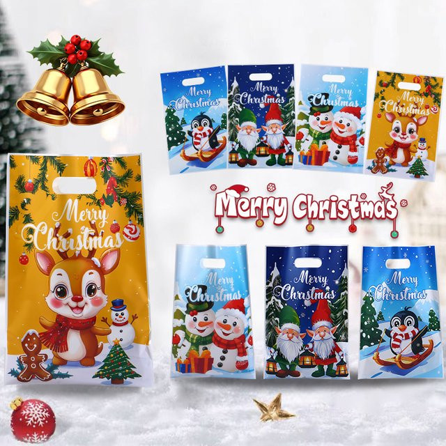 50 Stück ZQNYCY Cartoon Weihnachts Geschenkbeutel aus Kunststoff in Mehrfarbig für Süßigkeiten und Kekse - Bild 1