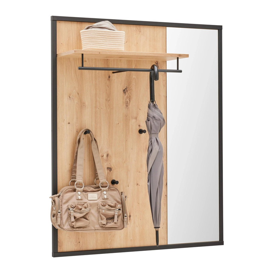 Premium Living Garderobenpaneel Florenz in Grau und Eiche Artisan mit Haken und Schiene - Bild 2