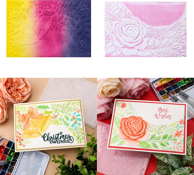 3D-Prägeschablone Rose Jingle Bell mit Holly Laub für Weihnachts-DIY und Scrapbooking in Grün - Bild 1