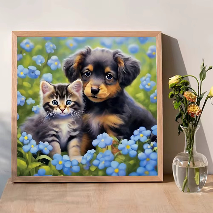EverShine 5D DIY Diamantstickerei Set mit Hund und Katze, Mosaik-Bastelset in Mehrfarbig, B/H: 20 x 20 cm - Bild 3