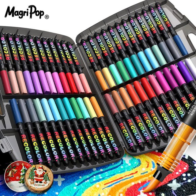 Magritte Acryl-Farbmarker mit Pinselspitze, 48 Farben, Multicolor - Bild 1