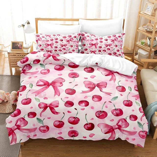 4-teiliges Schleifenbettwäscheset von Binchi Fitness in Pink, weiches Mikrofaser-Bettwäscheset mit Bettbezug und Kissenbezügen, B/H: 240 x 220 cm - Bild 1