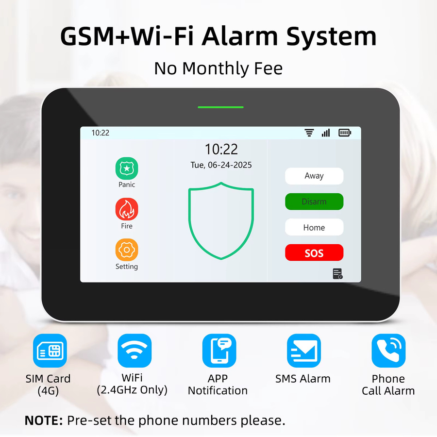 CPVAN 7-Zoll Smart-Home-Alarmsystem kabellos mit WiFi und Tuya Smart Life-Steuerung inklusive Zubehör - Bild 2