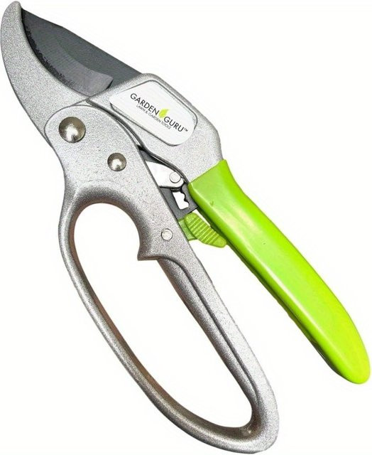 Garden GURU Professionelle Ratschen-Gartenschere in Grün mit 4-facher Schnittkraft und ergonomischen, rutschfesten Griffen sowie Sicherheitsschloss - Bild 1