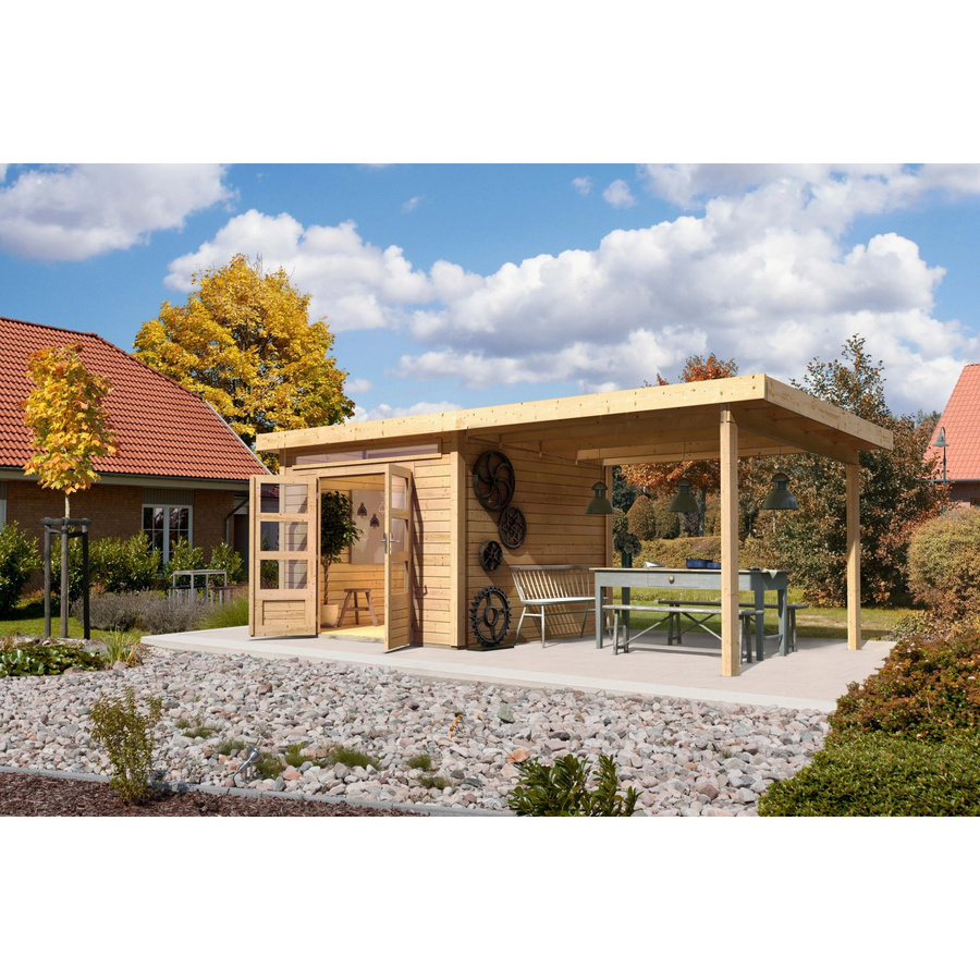 Karibu Holz-Gartenhaus Kumla 6 Natur mit Pultdach und modernem Design, Farbe: Braun, B/T: 270 x 270 cm - Bild 2