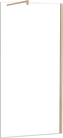 AICA Walk-in Duschwand GT131 aus ESG NANO Glas in Transparent mit Gold Stabilisator, B: 100 cm, H: 200 cm