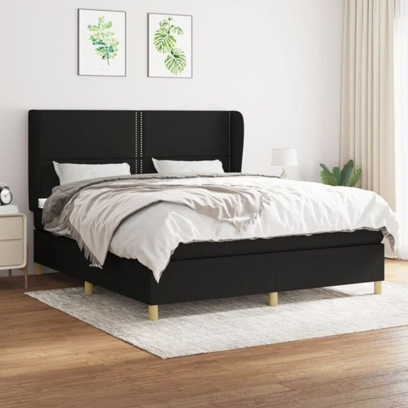 Modernes Boxspringbett mit Matratze von vidaxl in Schwarz aus Stoff, B/T/H: 160 x 200 x 118 cm - Bild 1