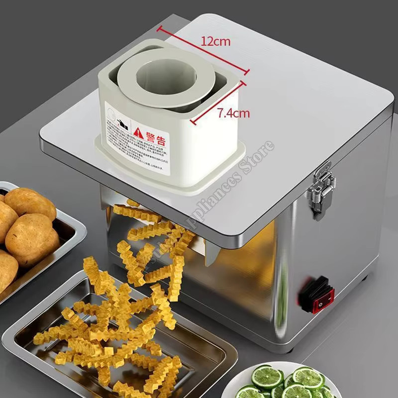 OUCEY Multifunktionale Schnellwellen-Kartoffelschneidemaschine für Pommes-Frites und Gemüse in Silber, Breite: 37,5 cm - Bild 2