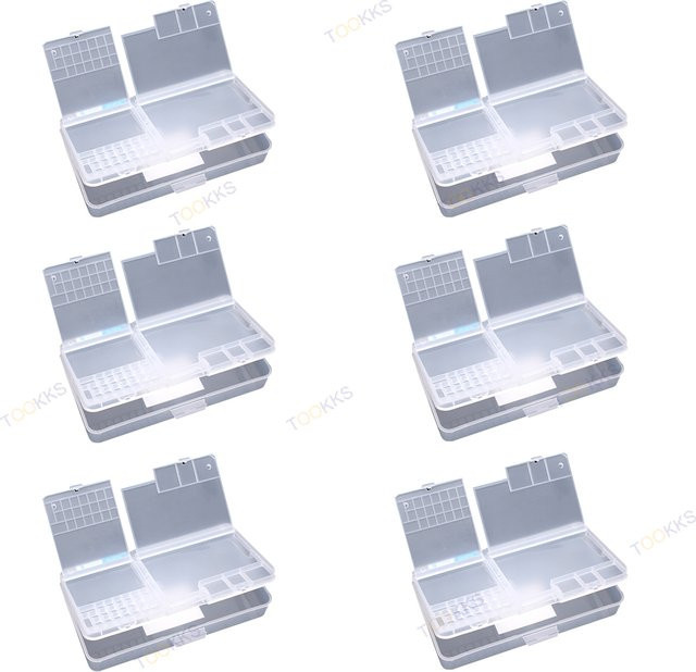 TOOKKS Multifunktionale Aufbewahrungsbox für Handy-Reparatur und Motherboard-Kleinteile, 6er-Set, transparent - Bild 1