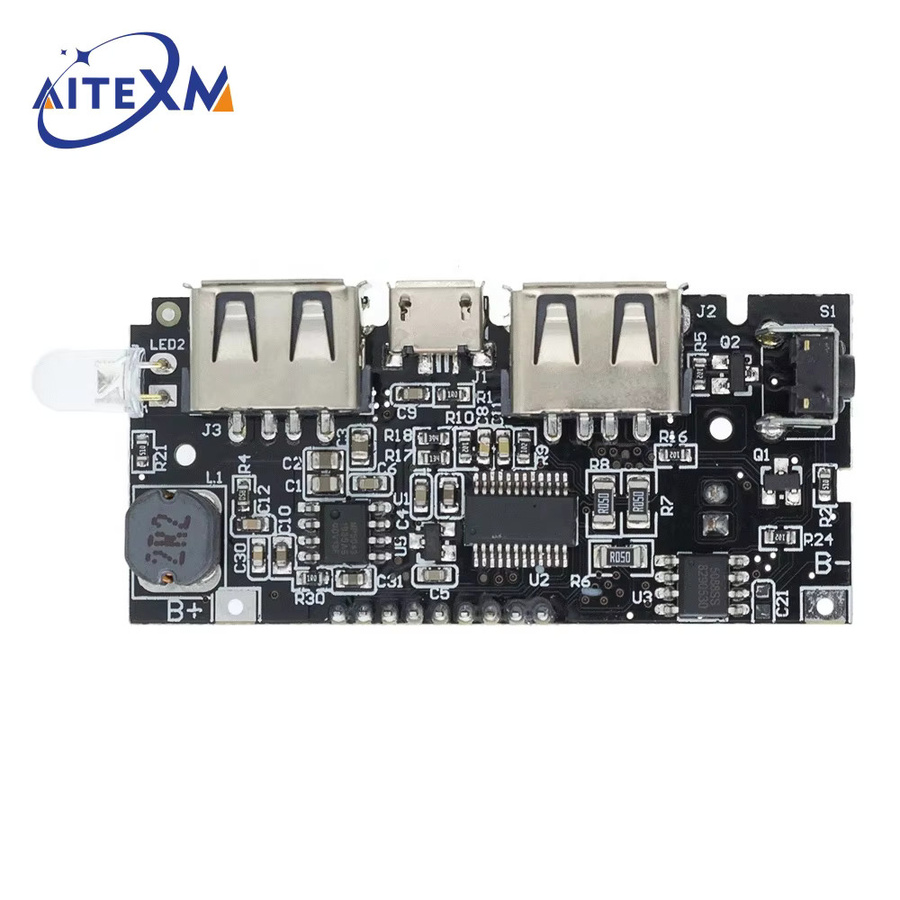 YANXD Dual USB 18650 Batterie Ladegerät PCB Power Modul mit LED LCD Display für Mobile Power Bank Zubehör, Schwarz - Bild 2