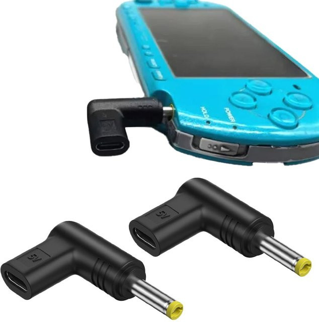 Universeller USB-C zu DC Ladeadapter PD-Konverter in Schwarz für 5V/9V/12V mit verschiedenen DC-Spitzen für PSP 1000/2000/3000, Router und Tablet - Bild 1