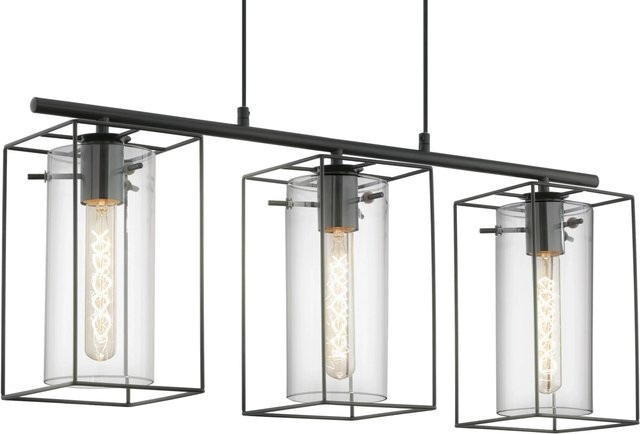 Eglo Pendelleuchte Loncino 3-flammig in Schwarz mit transparentem Rauchglas und E27 Fassung - Bild 1