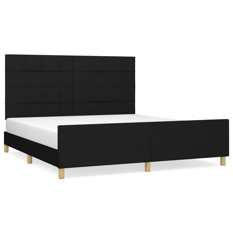 vidaXL Bettgestell mit Kopfteil in Schwarz aus Stoff und Holz B/T/H: 180 x 200 x 128 cm - Bild 2