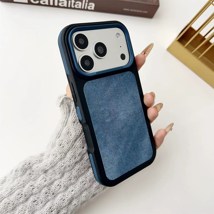 Retro Denim Jeans Handyhülle für iPhone 11 bis iPhone 17 Pro Max in Blau mit stoßfestem Kameraring und matter Panzer-Rückseite - Bild 2