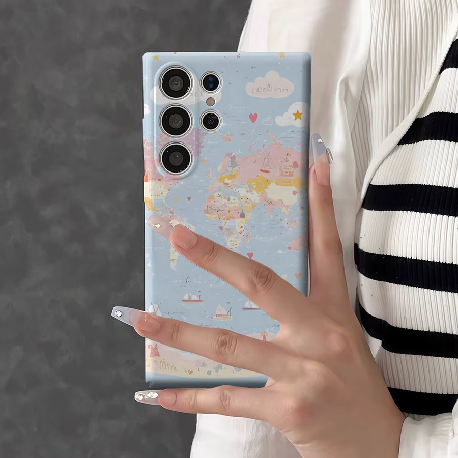 Stoßfeste Doppelschicht Handyhülle mit Weltkarten-Design für Samsung Galaxy S26 S25 S24 S23 Ultra Plus, Mehrfarbig - Bild 4