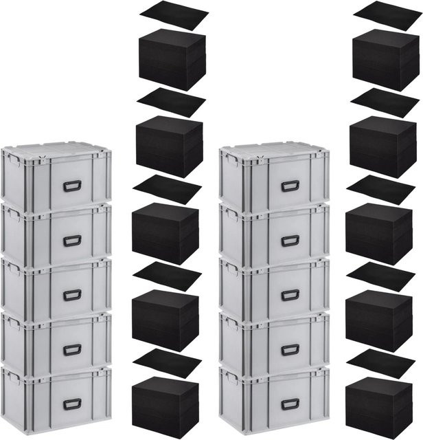 PROREGAL SparSet 10 x Eurobox NextGen Portable in Grau mit Rasterschaumstoff und Schaumstoffeinlage, H x B x T: 33,5 x 40 x 60 cm - Bild 1