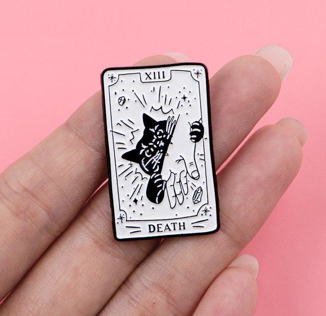 Ramulus Brosche Schwarze Katze Tarot Karte Emaille, Unisex - Bild 1