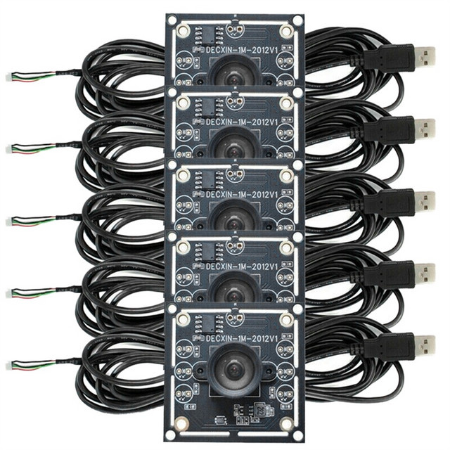 5er Set OV9732 Kamera Modul 1MP mit manuellem Fokus und 2 Meter USB-Kabel in Schwarz - Bild 1