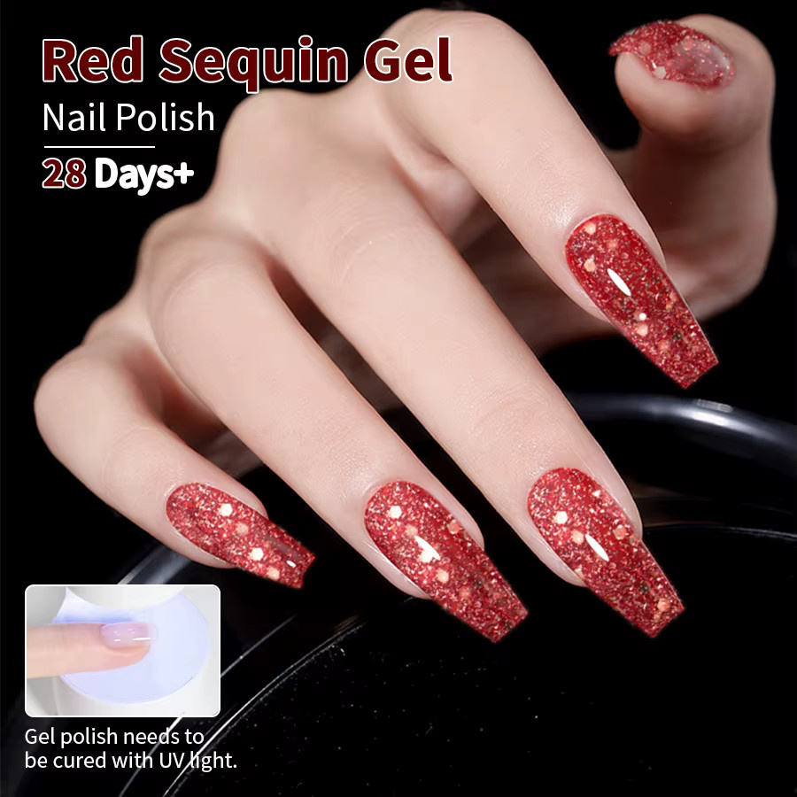 RS NAIL Nagellack, roter Glitzer, 9 g - Bild 3
