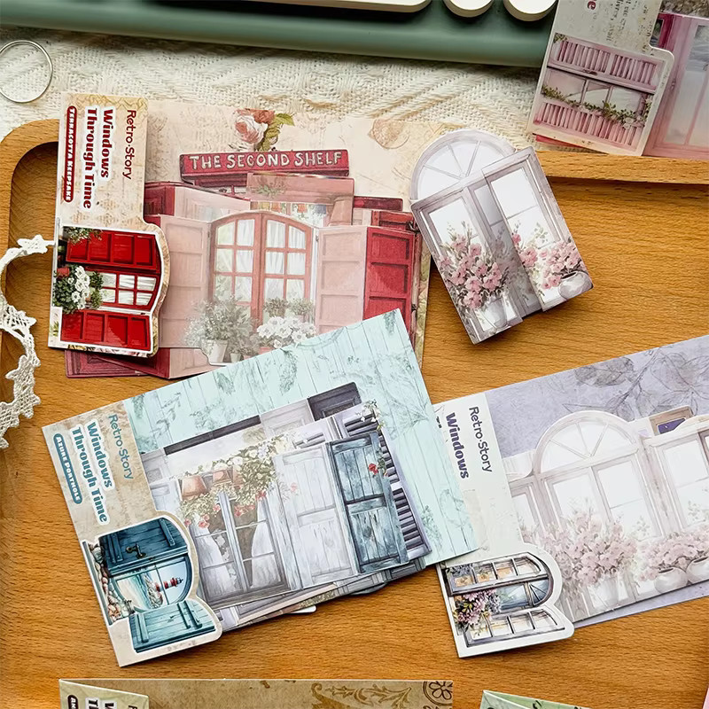 10 Stück Vintage Fenster und Tür Aufkleber Set in Multicolour aus Papier - Bild 3