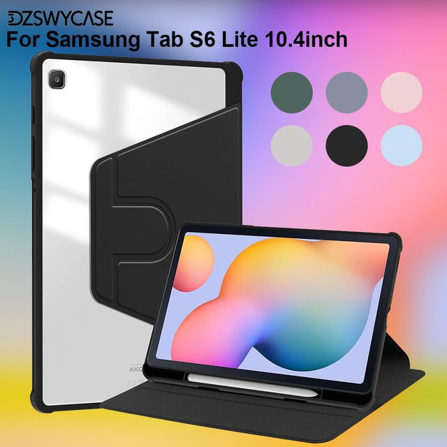 DZSWYCASE 360 Grad drehbare Schutzhülle für Samsung Galaxy Tab S6 Lite 10,4 Zoll mit Stifthalter und Auto Sleep/Wake Funktion in Transparent, Purple oder Black - Bild 1