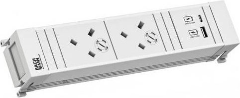 Bachmann Einbau-Steckdosenleiste in Weiß mit USB-A und USB-C Anschlüssen - Bild 1
