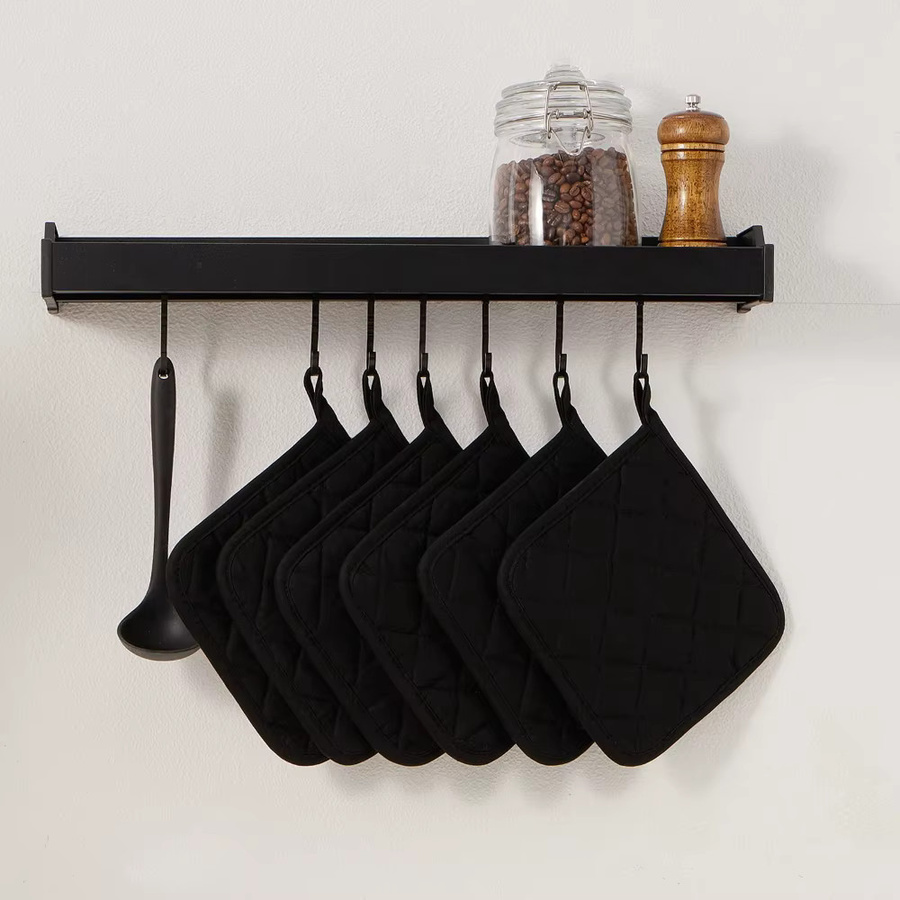 Untior Set mit hitzebeständigen Topflappen aus Baumwolle, quadratisch, B/B: 17,78 x 17,78 cm, Blau und Schwarz - Bild 6