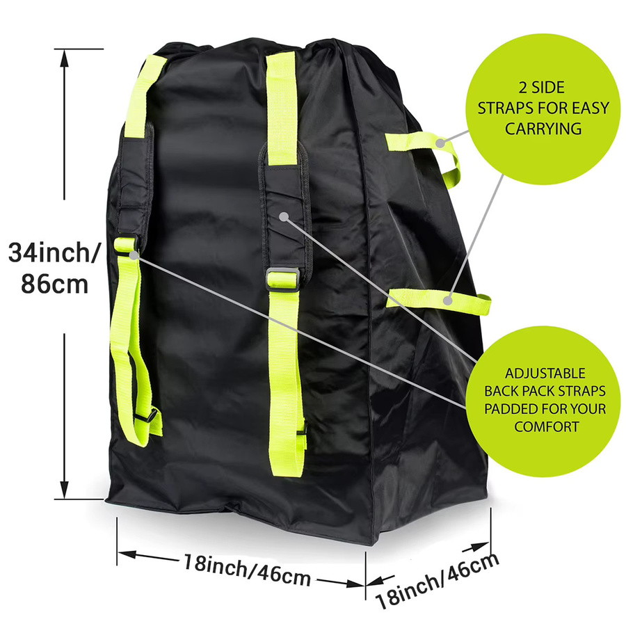 Schutzhülle für Kinderwagen und Babytrage aus 420D Oxford Textil in Schwarz mit Schultergurt zur Aufbewahrung und für Flugzeugreisen - Bild 5