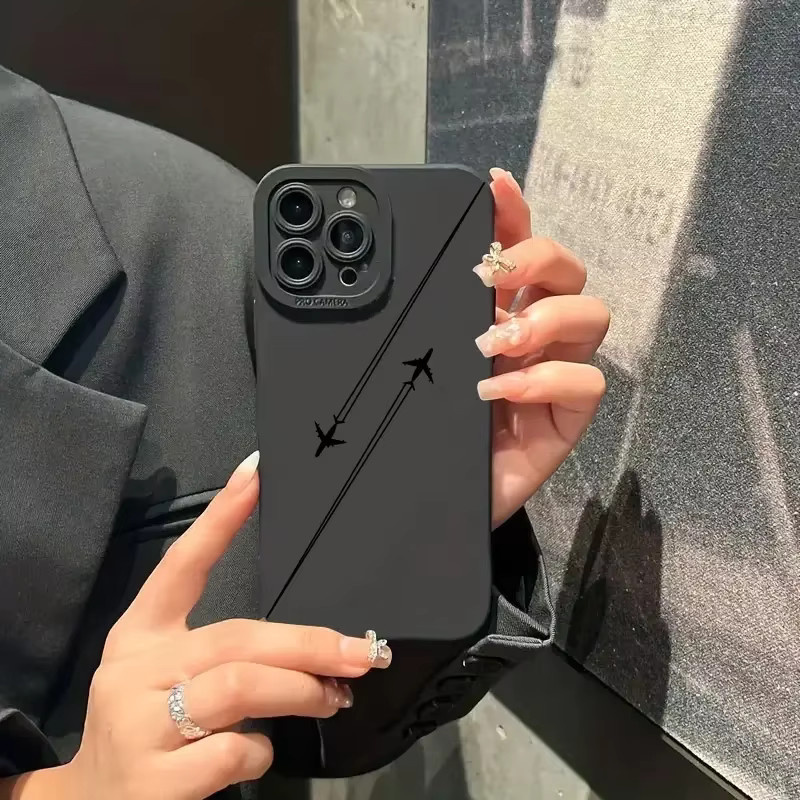 Stoßfeste Handyhülle mit Flugzeugmuster für iPhone 15 Pro Max 14 13 12 11 XS XR X 7 8 Plus SE 2020 Mini in Schwarz - Bild 2