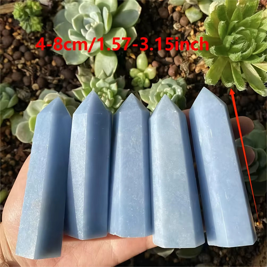 2 Stück Angelit-Edelstein Spitzenkristalle von CrystalHola in Blau, Größe: 4 bis 7 cm - Bild 2