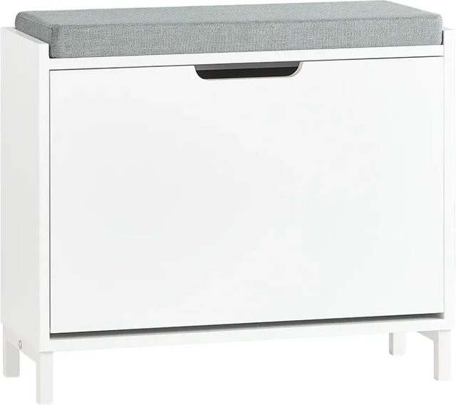 SoBuy Schuhkipper FSR151-K-W Schuhbank in Weiß mit 1 Klappe für Flur und Eingangsbereich, B/T/H: 62 x 24 x 113 cm - Bild 1
