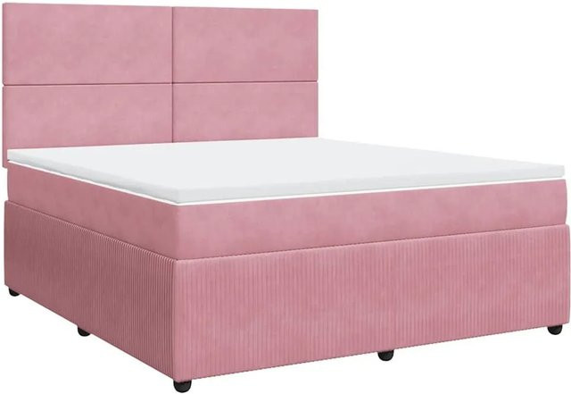 vidaXL Boxspringbett mit Matratze in Rosa aus Samt, Hybridbett mit Taschenfederkern, B/T: 180 x 200 cm - Bild 1