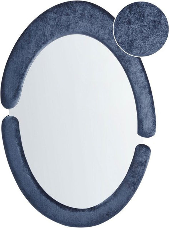 Ovaler Wandspiegel Massay von BELIANI in Dunkelblau mit Samtstoff, B/H: 53 x 90 cm - Bild 1