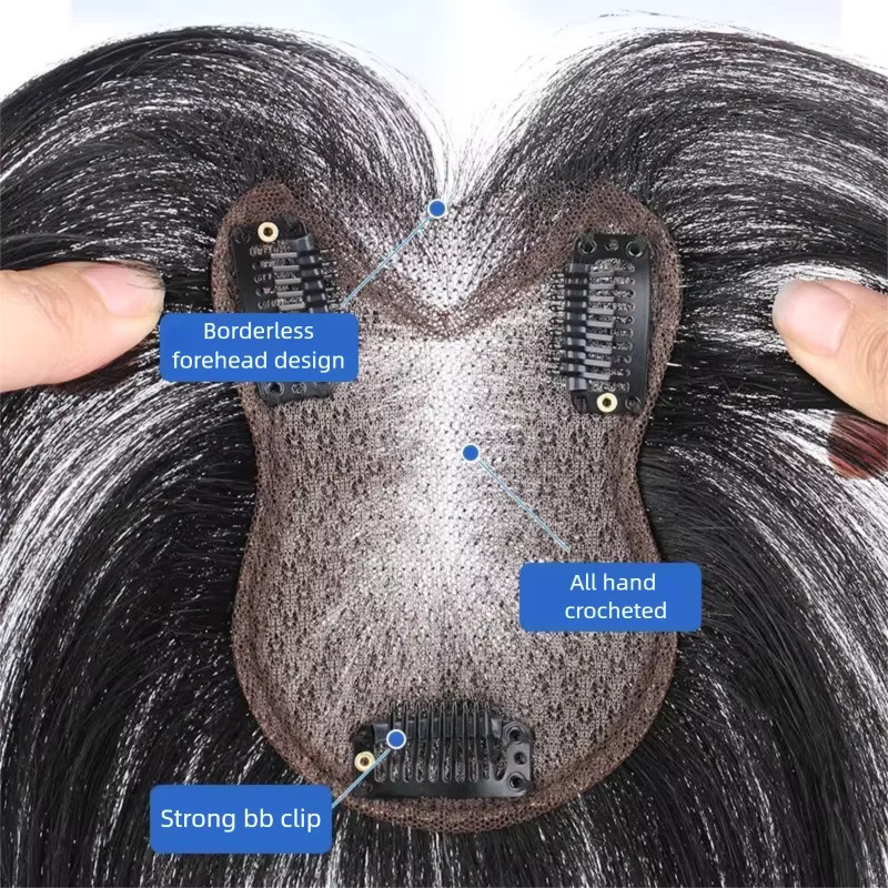 Satifresion Echthaar-Topper mit 3D-Pony, Haarverlängerung für Damen - Bild 3