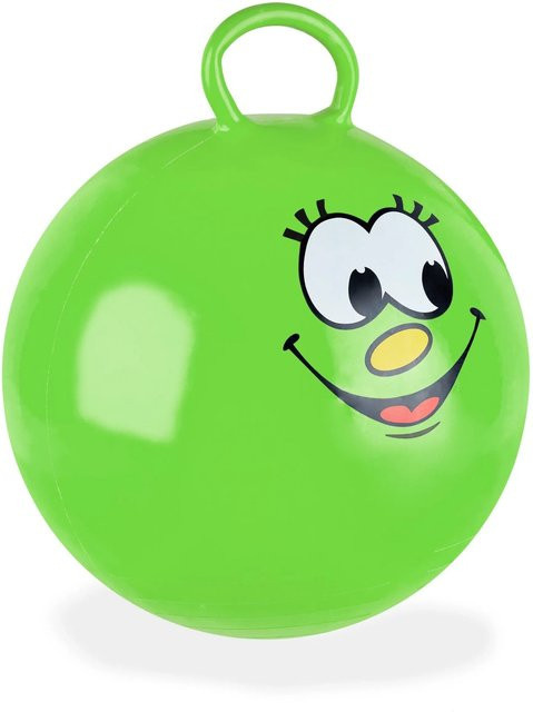 Relaxdays Hüpfball mit lachendem Gesicht Grün PVC - Bild 1