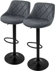 ML-Design Barhocker 2er Set Anthrazit mit Rückenlehne und Fußstütze aus Kunstleder, höhenverstellbar 62-82 cm - Bild 1