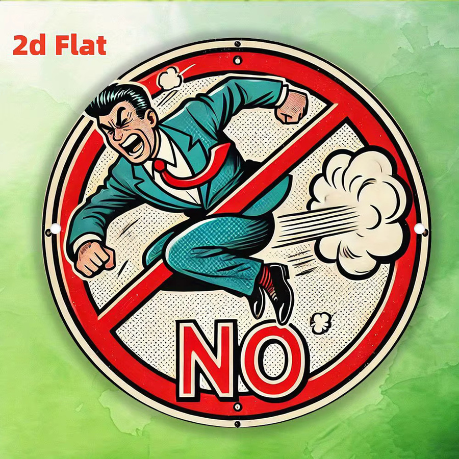 Potdemiel No Farting Schild aus Metall in Multicolor, quadratische Wanddekoration im Retro-Stil, B/B/B: 20,32 x 20,32 x 20,32 cm - Bild 2