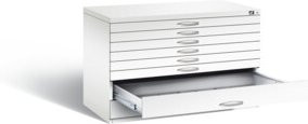 C+P Flachablageschrank Serie 7100_7200 in Verkehrsweiß, H x B x T: 76,0 x 110,0 x 76,5 cm - Bild 1