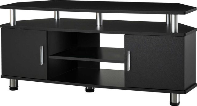 HOMCOM TV-Bank im zeitgenössischen Design mit Multi-Aufbewahrung, Schwarz mit Chrom, B/T/H: 120 x 40 x 52 cm - Bild 1
