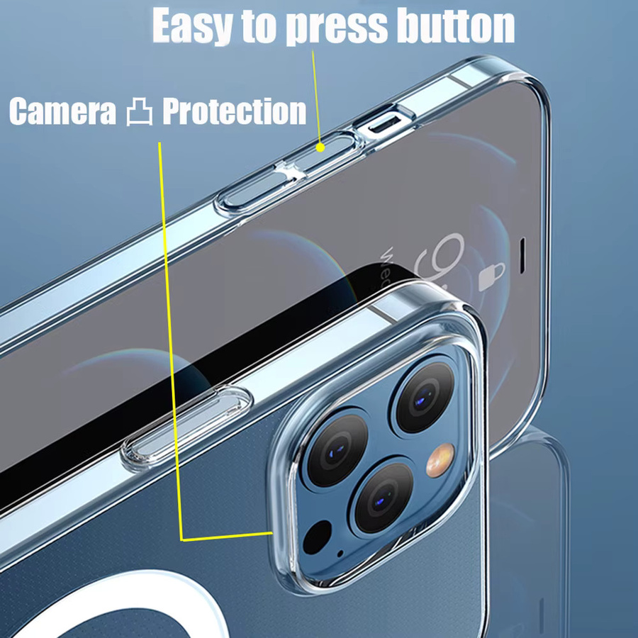 YuexTi MagSafe Magnetische Kabellose Lade Tasche Transparente Schutzhülle für iPhone 15 14 13 12 11 Pro Max X XR 7 8 Plus - Bild 3