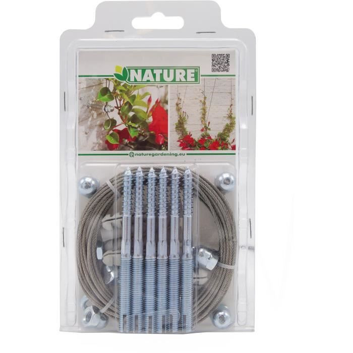 Nature Spanndrahtsystem Rankhilfe für Kletterpflanzen aus verzinktem Stahl, Farbe: Silber, Länge: 10 m - Bild 3