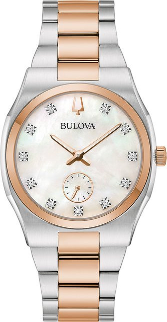 Bulova Damenuhr, Quarz, Edelstahl, 34 mm, Weiß - Bild 1